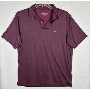 Vineyard Vines Performance Polo Shirt Mens L Wine Red Stretch Short Sleeve Shirt
